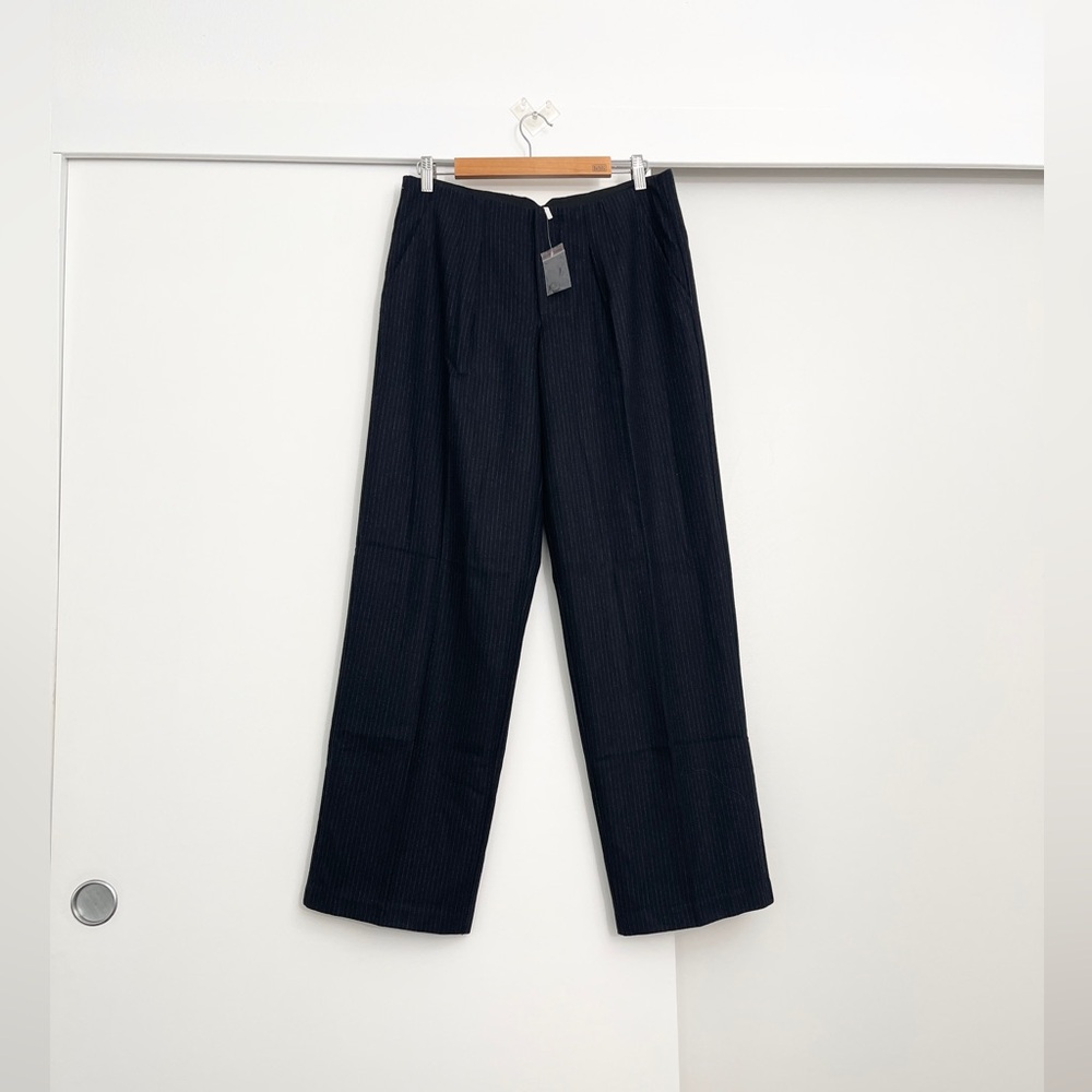 NWOT Free People Wool Blend Pinstripe Office Work Tailored Trousers Pants Size 6
